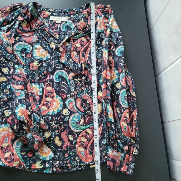 Loft Women’s Long Sleeve Blouse, XS/Petite, Pull-over Top, Animal Print Shirt - Picture 8 of 8